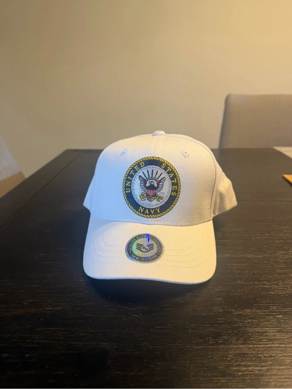 United States Navy Embroidered White Baseball Cap